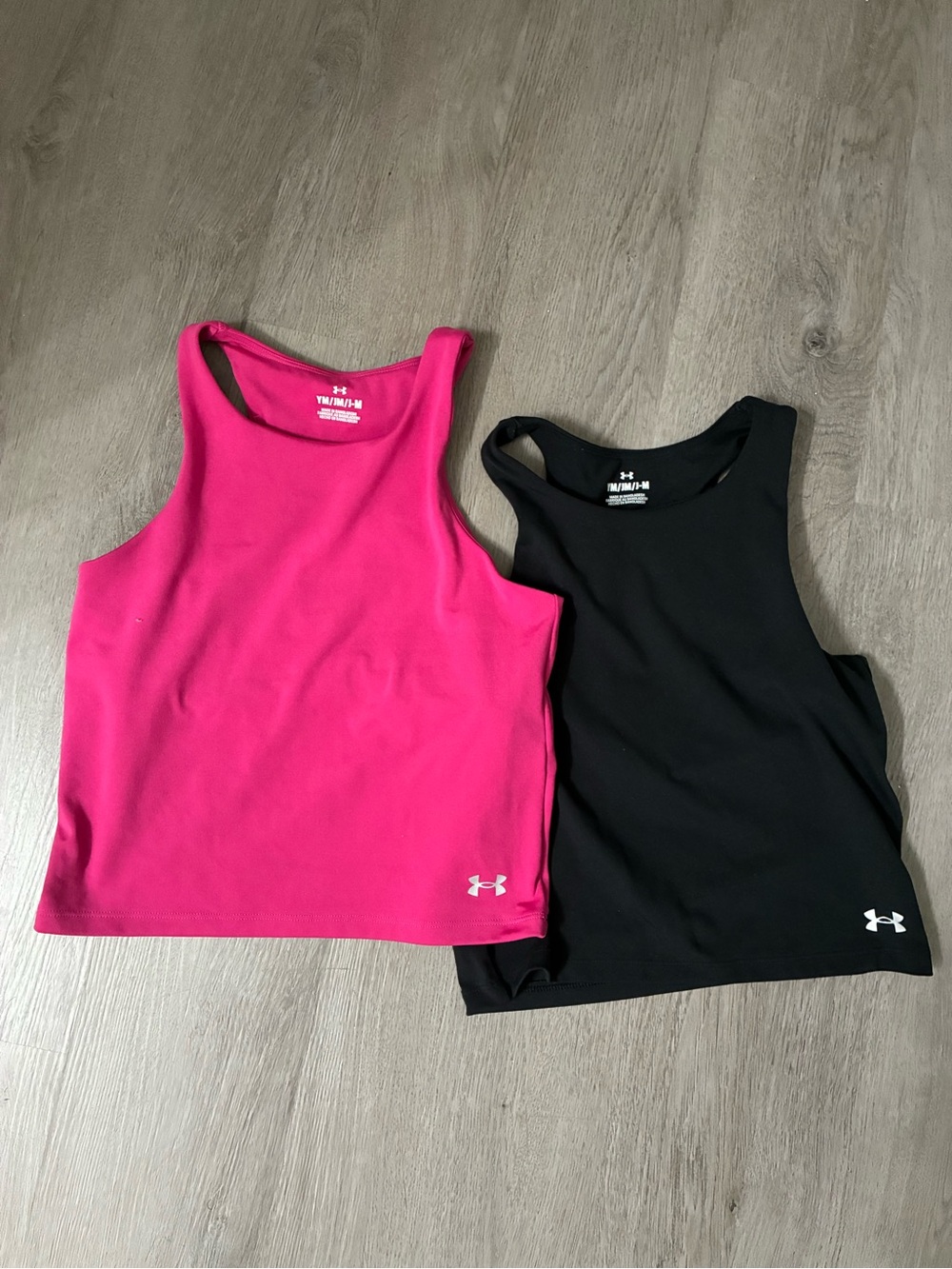 Under Armour Pink and Black Performance Tank Tops